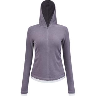 本来BENLAI女士华夫格连帽卫衣修身拼接上衣25秋季新款BNTW50002