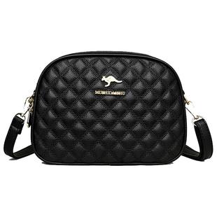 真皮女士绣线菱格女包包2025新款时尚休闲软牛皮多层单肩包斜挎包