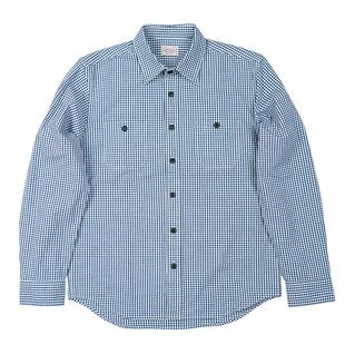 2026春秋纯棉蓝白小格子衬衫男士长袖宽松潮流复古休闲浅蓝色衬衣