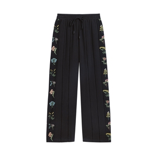 Desigual26春夏新品宽松绣花拼接橡筋腰女式休闲裤