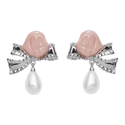 lefame拉飞姆2026春季新款时尚玫瑰蝴蝶结耳环