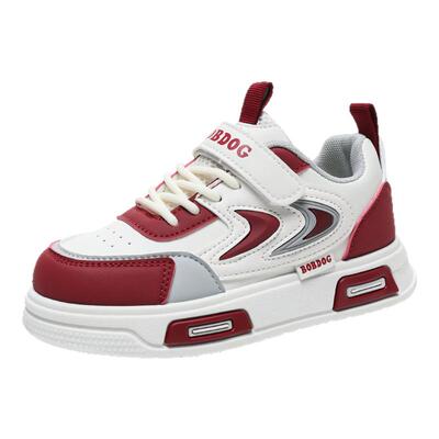 透气孔！巴布豆儿童皮面低帮板鞋