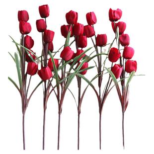 6支大朵郁金香仿真花假花绢花客厅落地花艺摆设装饰人造花卉花束