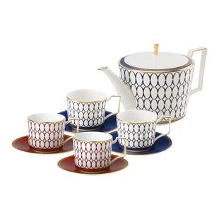 现货Wedgwood威基伍德金粉年华鎏金红骨瓷咖啡杯碟红茶杯茶壶结婚