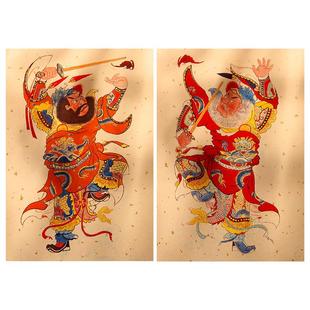 门神文武财贴大春节装饰福字木板年画单门钟馗秦琼尉迟恭增福过年