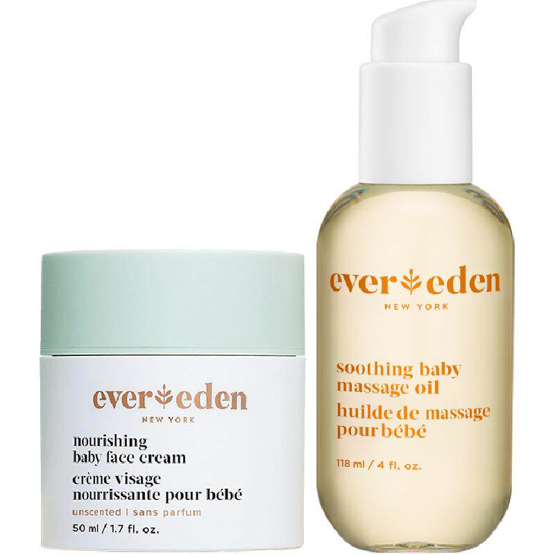 下拉Evereden安唯伊婴儿抚触按摩油118ml+高保湿面霜50ml