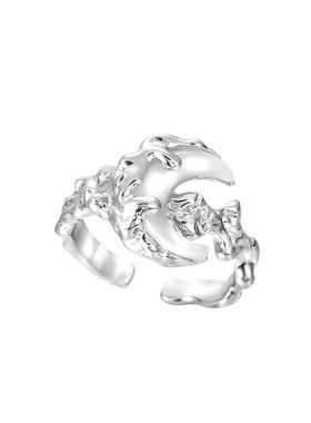 猫眼石甜酷月亮不规则戒指女