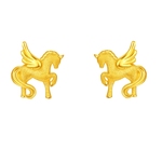 周六福黄金5G计价足金耳饰梦幻雅驹金马耳钉生肖马系列新年礼物