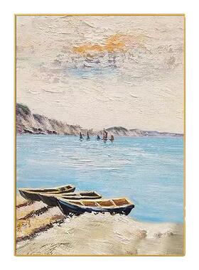 手绘油画《海湾》大芬油画村玄关走廊高级风景挂画客厅卧室装饰画