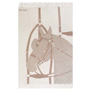 目野「云中骏」法式马年羊毛毯爱马风加厚棕色沙发毯冬季礼盒包装