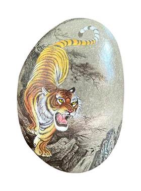 石头摆件中式玄关手绘饰品