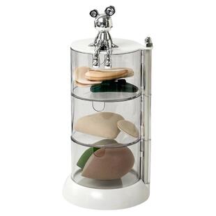 粉扑收纳盒防尘多层旋转化妆品气垫盒子卸妆棉透明美妆蛋置物架子