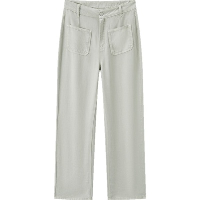 森马复古简约灰色阔腿牛仔裤女