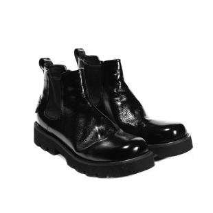 Kami anger陈小春同款厚底增高皮鞋圆头休闲高帮真皮切尔西靴男