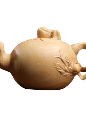 天然黄杨寿桃把把壶手把件