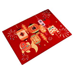 红色入户门地垫门口进门可定制卡通脚垫马年玄关入门地毯门外门垫