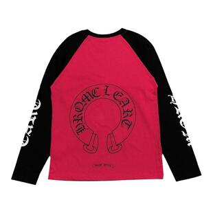 街头简约混搭马蹄十字架梵文潮高品质牛角袖打底衫棉宽松长袖T恤