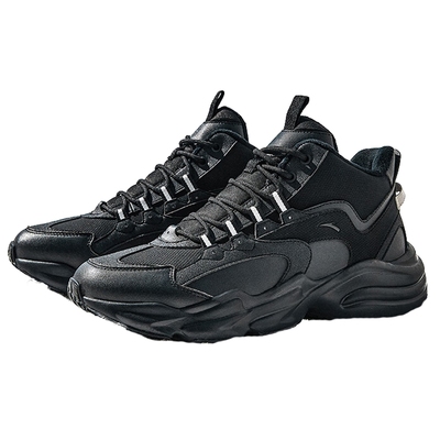 安踏男鞋行者大棉鞋2025新款冬季皮面加绒加厚休闲老爹鞋运动鞋男