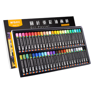 晨光重彩油画棒小学生专用24色油画棒油粉彩丝滑蜡笔超软48色安全无毒可水洗36色美术diy白色彩笔全套工具