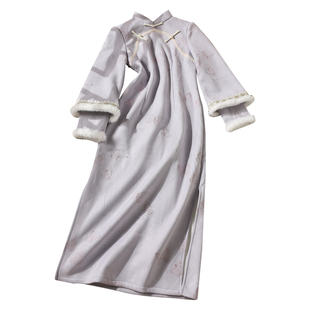 忆南栀新中式紫色秋冬旗袍女小个子2025新款可以上班穿的气质高端