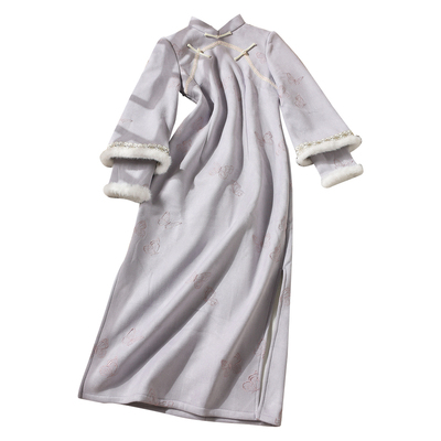 新中式紫色旗袍女2025新款冬装女