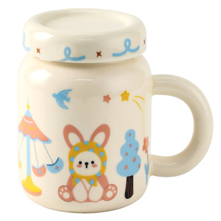 马克杯带盖陶瓷可爱水杯家用咖啡杯办公室卡通喝水杯送女生伴手礼