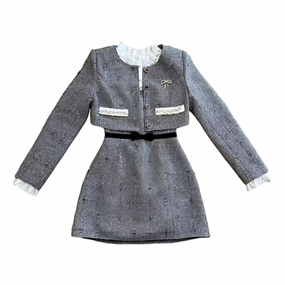 越韩小鱼Musefish 赫尔小姐粉色 重工千金小香连衣裙外套名媛套装