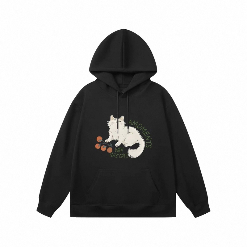 日本代购宋佳同款黑色连帽卫衣女秋冬韩系慵懒风高级感穿搭上衣服