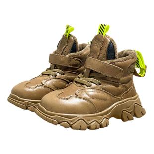 真皮儿童皮鞋男童鞋子高帮男孩加绒加厚秋冬季女小童二棉鞋棉鞋潮