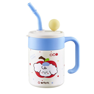 保温杯大容量桌面办公室水杯女高颜值陶瓷便携吸管学生马克杯新款