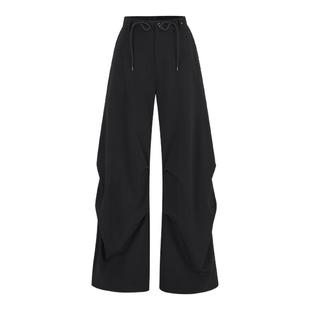 ACMEAURA美式抽绳工装裤女款秋季宽松速干阔腿裤弯刀休闲伞兵裤