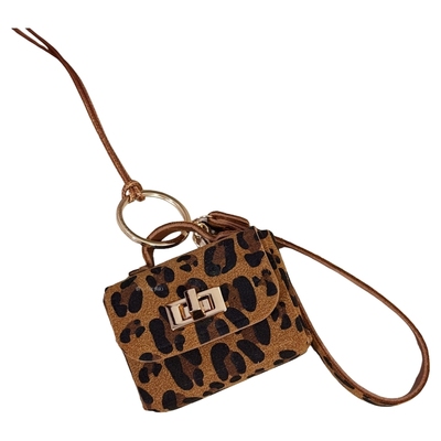 复古豹纹皮质零钱包项链
