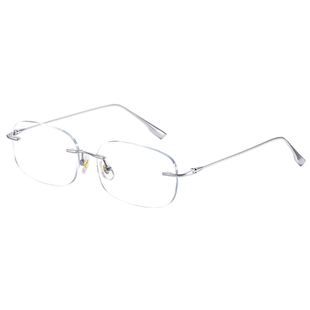 莫拉克大脸专用近视无边框眼镜女度数配镜超轻防蓝光眼镜框加宽