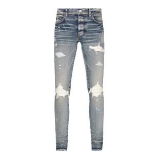 AMIRI 经典男士成衣系列 棉质混纺弹力破洞牛仔裤