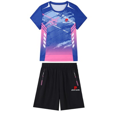 皮尔卡丹休闲运动服套装女夏季2025年冰丝速干跑步短袖短裤两件套