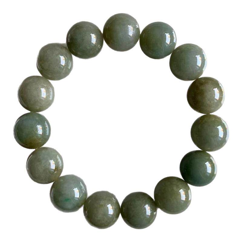 缅甸翡翠手串黄加绿大手串15mm