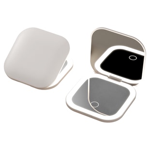 led高清便携式智能带灯化妆镜女士随身手持旅行高级折叠小镜子