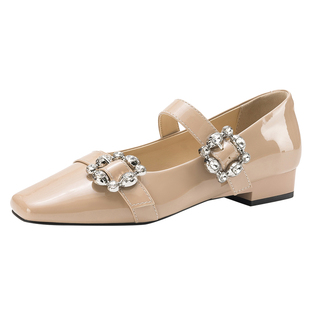 达芙妮尖头小单鞋2026新款春季法式玛丽珍女鞋子水钻气质皮鞋女款