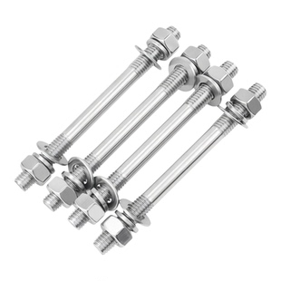 304不锈钢双头螺丝平弹母套装组合 两头牙螺栓螺母丝杆穿墙螺杆