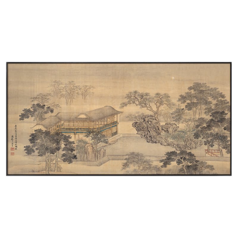 宋代美学四季山水图新中式壁画