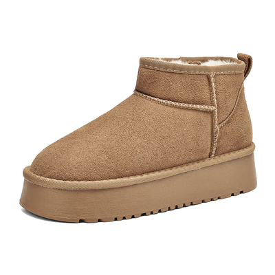 达芙妮厚底雪地靴女皮毛一体保暖