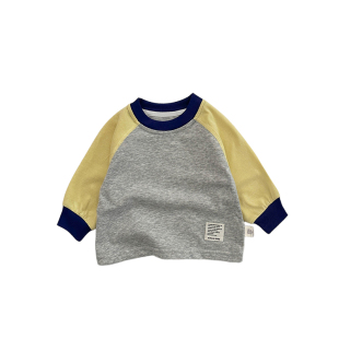 男童春秋装拼色打底衫套装男宝宝韩版长袖T恤上衣婴儿宽松牛仔裤