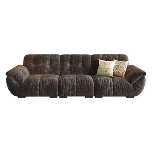 帕沙曼云朵布艺沙发小户型复古客厅简约帆船雪尼尔沙发黑色三人位