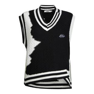 GUUKA黑白V领针织衫不规则下摆张淼怡沈月同款马甲毛衣背心学院风