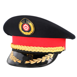 20新款铁路大盖帽卷檐帽铁路男乘务员帽子夏季网眼黑色全网大檐帽