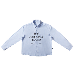 Remedy春季新款国潮字母印花条纹衬衫美式潮牌情侣长袖衬衣男女