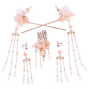 汉服头饰流苏步摇发簪古风超仙头冠发梳对簪全套古装仙气簪子发饰