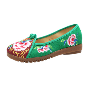 老北京软底布鞋民族风绣花鞋子复古女鞋单鞋平底刺绣中式妈妈女鞋