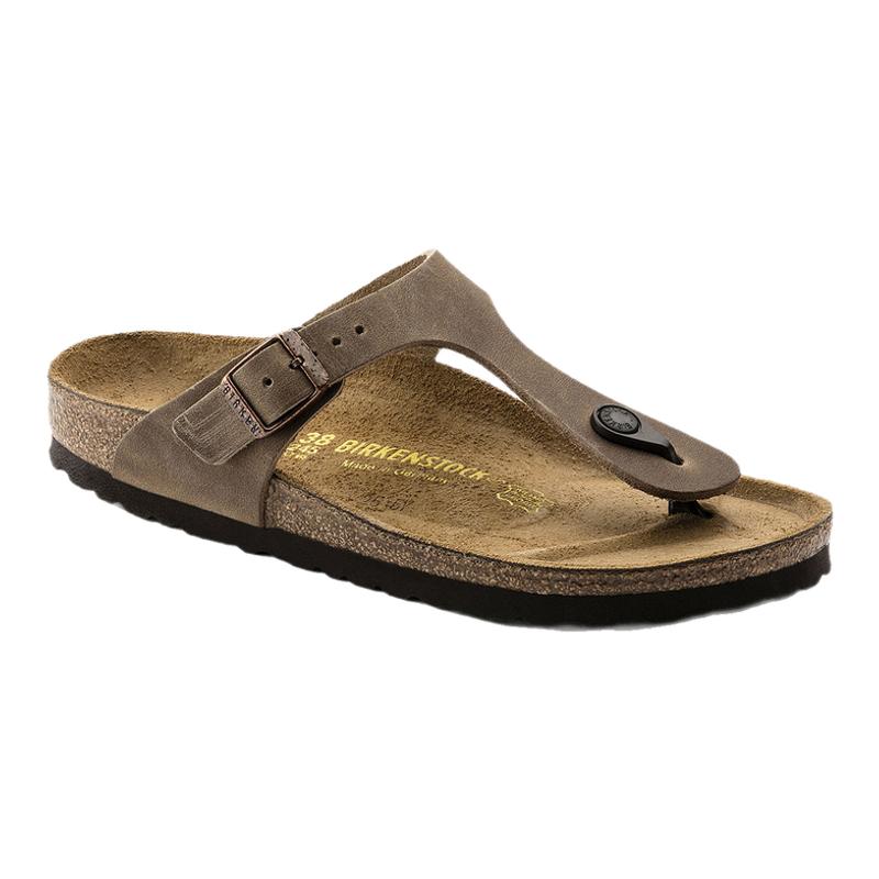 BIRKENSTOCK勃肯德国进口男女款牛皮革涂油复古Gizeh人字夹趾拖鞋
