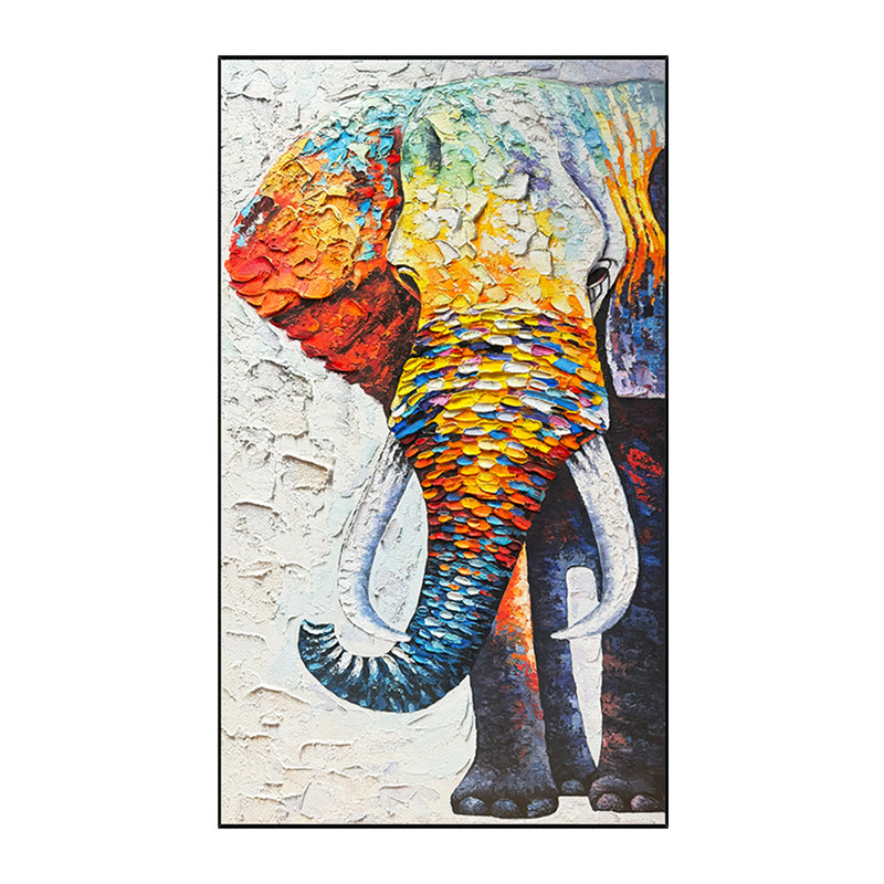 雅调万福吉象手绘油画装饰画